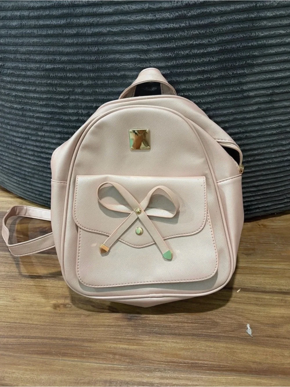 Women’s Pink Backpack Purse Set with Round Crossbody and Card Holder